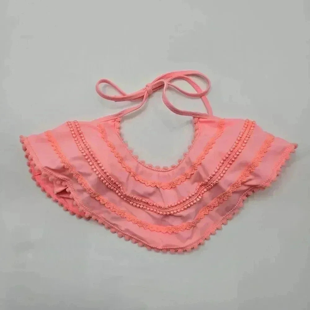 Victoria's Secret Orange Lace Padded‎ Bikini S Top Halter Swimwear Small